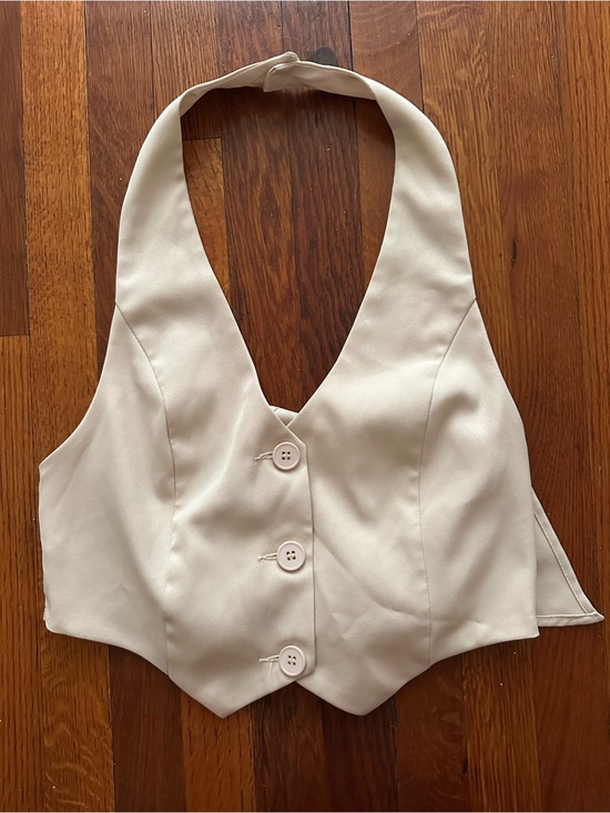 Tops - Cream Halter Button-Front Vest Top - Women